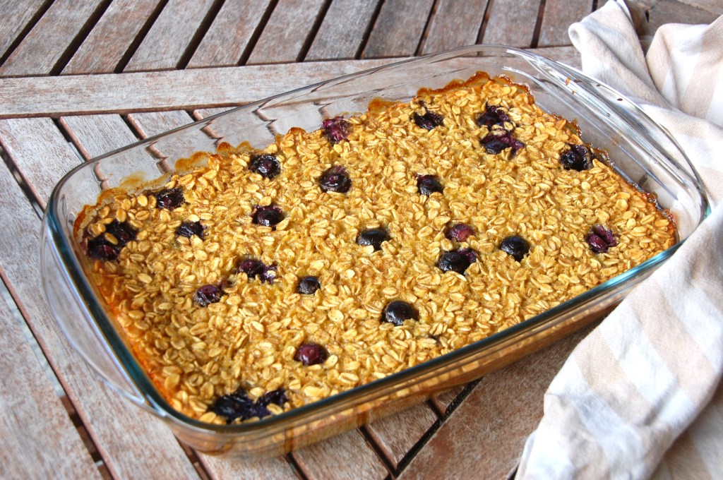 Papas de aveia no forno com&nbsp;mirtilos