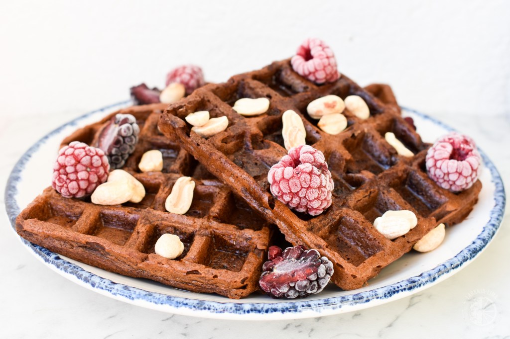 Waffles de banana, batata-doce e&nbsp;cacau