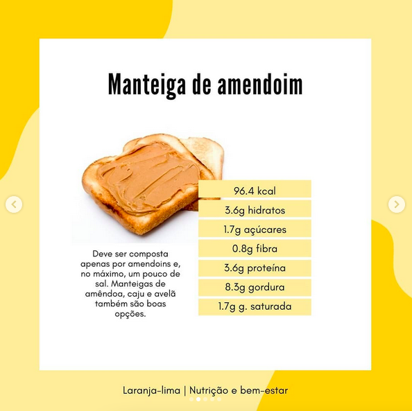 Valor nutricional manteiga de amendoim natural - Laranja Lima Nutricao