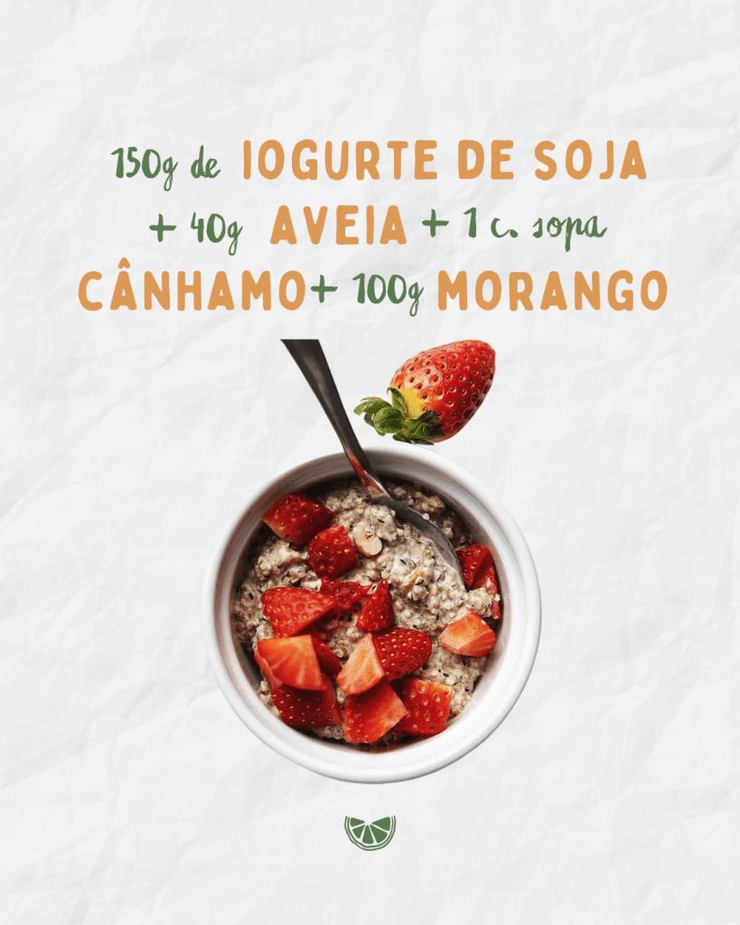 snack vegan iogurte com fruta e cânhamo